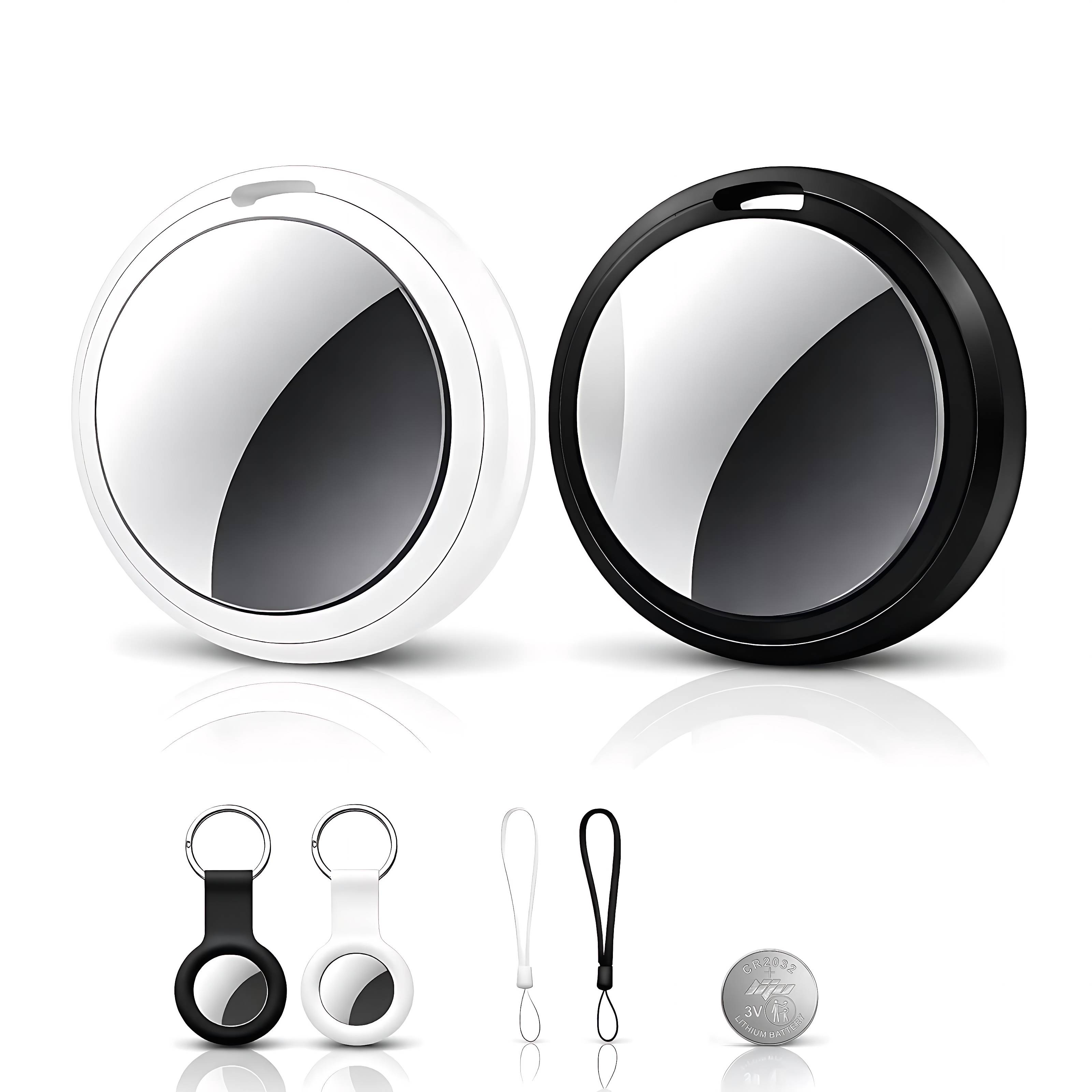 Keep track of what matters most with less stress. This 2-pack Bluetooth tracker set works with Apple Find My, making it easy to locate keys, wallets, luggage, backpacks, and other everyday essentials using your iPhone. Whether you are at home, at work, or on the go, you can ring nearby items, get left-behind alerts, and use Lost Mode when something goes missing farther away. Designed for everyday carry, these trackers feature an IP67 waterproof build and replaceable CR2032 batteries (up to 18 months of battery life) for dependable long-term use. With 1 extra batteries, 2 key ring holders, and 2 wrist straps included, this set offers a more convenient tracking solution for home, work, travel, and daily routines. With four trackers in one pack, it is easy to cover more of the items you use every day, making it a smart choice for commuting, family use, travel, and everyday organization.