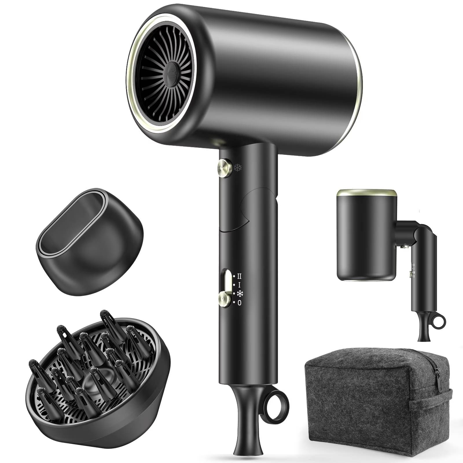 Tired of long hair drying sessions? The Juyafio 1480W Professional Ionic Hair Dryer, powered by a 150,000 RPM brushless motor, doubles the airflow speed. Dry thick hair in just 5 minutes! With ionic hair care, 65dB ultra-quiet operation, and UL certification, it’s foldable and travel-friendly. Look gorgeous faster—grab yours now!​ Craving salon-worthy hair at home? Juyafio’s ionic dryer eliminates 90% of frizz. 3 heat settings and a cool shot button let you style any look effortlessly. Weighing only 0.6LB and foldable, it’s perfect for on-the-go use. Overheat protection ensures safety, and 110 - 120V compatibility makes it a must-have. Don't miss out—add it to your cart today! Weight: 780g Color: Black Material: Plastic Wattage: 1480 watts Power Source: Corded Electric Voltage Range: 110V-120V