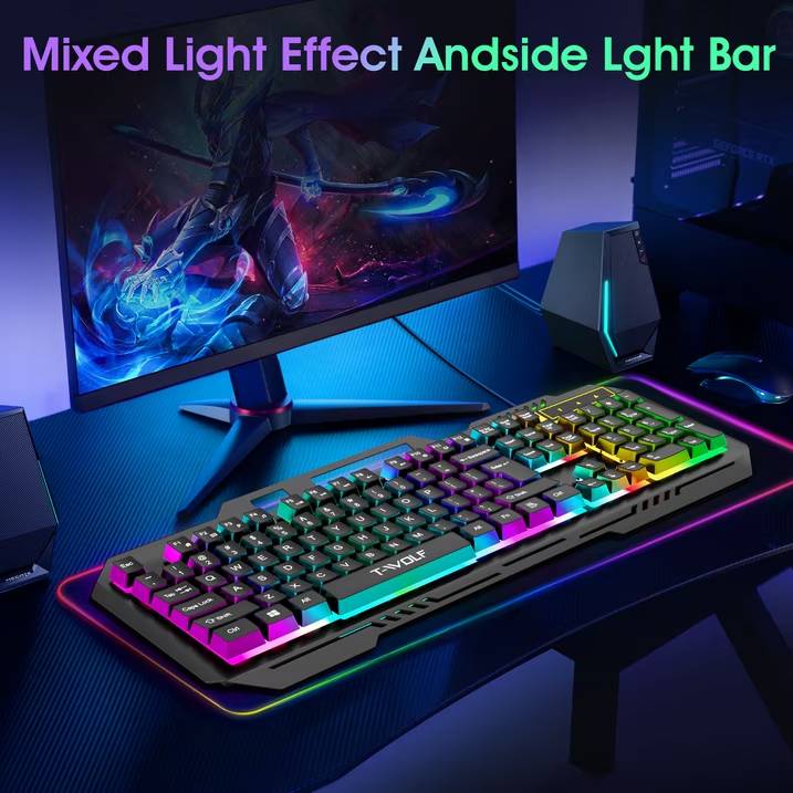Product details

Muzpu Upgraded T16 Gaming Backlit Keyboard,Anti-ghosting Keyboard,Spill-Resistant Keyboard,Ergonomic Keyboard for PC / Mac Gamers

Description:

Professional gaming keyboards give you everything you need to crush the competition. Discover the perfect blend of style and functionality with our classic compact mechanical keyboard.

Enjoy precise, responsive key commands, RGB backlighting to enhance your typing, anti ghosting function to ensure uninterrupted gaming, multimedia keys for convenient switching functionality, ergonomic design to provide long-lasting comfort, and compatibility with a wide range of systems without the need for additional drivers.

Specification

Type: Backlit Keyboard

Number of Keys: 104 (Keys)

Connection with PC : Wired

Waterproof Function: Support Waterproof

Key Technology: Crater Architecture

Keycap Feeling: Mechanical Feeling

Keycap Type: Floating Keycap

Lighting Effect: Colorful Glare

Material: Metal

Cable Length: 1.5 (Meter)

Product Size: 445*170*38mm

Product Weight: 580g (KG)

Product Includes:

1 x Gaming Keyboard