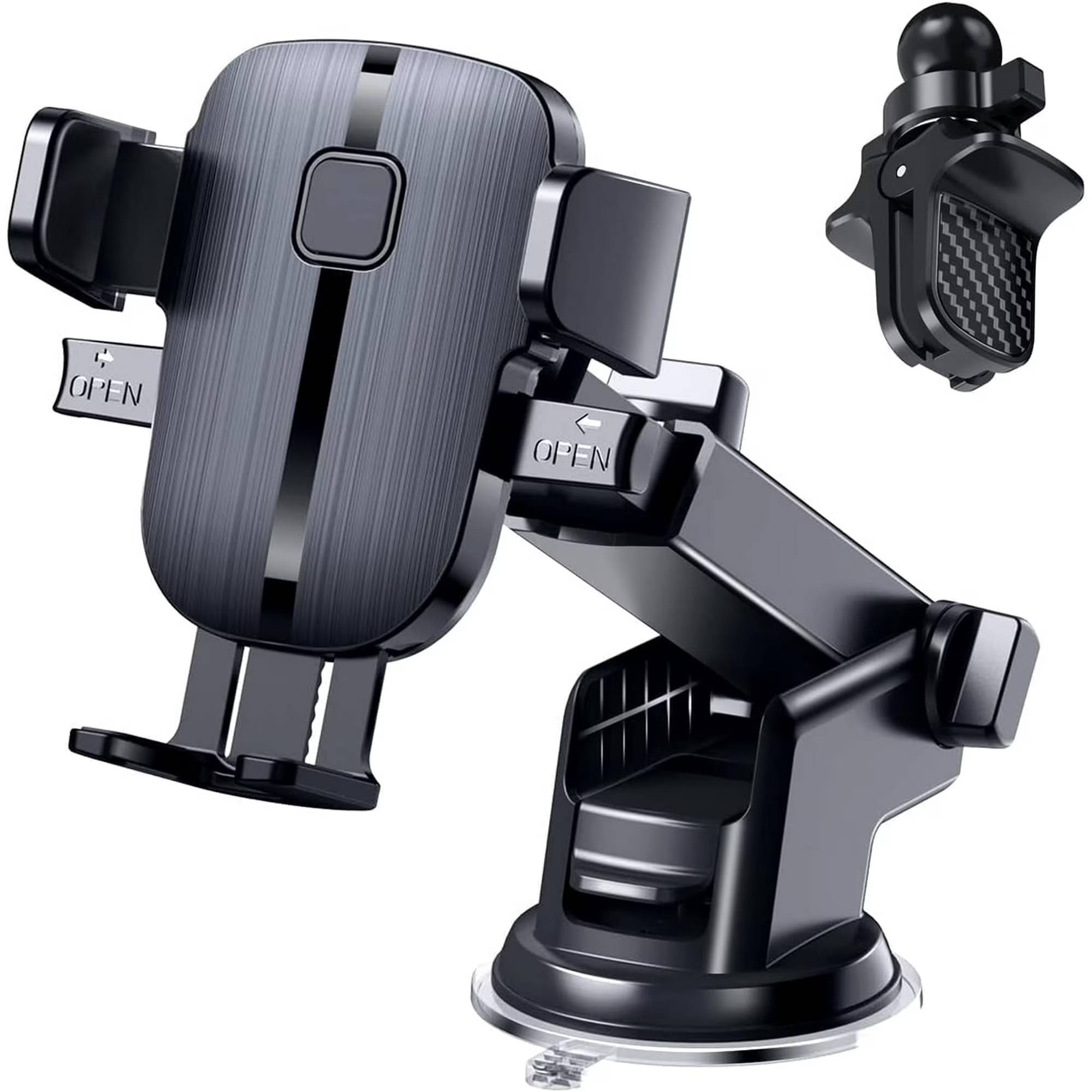 Efficient Operation: Features an Easy Quick One Touch Lock and Release Mechanical Structure for convenient and secure phone handling, even on bumpy roads.
Flexible Viewing: Offers 360-degree rotation and pivoting ball joint for optimal viewing angles and quick switching between portrait and landscape modes.
Broad Compatibility: Universally fits 4.0-7.0 inch cell phones and thick cases, including various iPhone, Samsung Galaxy, LG, Google Pixel, and OnePlus models.
Versatile Installation: Provides a 4-in-1 ultimate car mount solution for flexible placement on dashboards, windshields, air vents, or at home.
Enhanced Stability: Includes a 2025 enhanced vent clip with a screw-nut design for over 10X sturdier attachment, forming a stable triangular structure without damaging car vents.
Effortless Setup: Designed for one-hand operation and easy installation, allowing quick insertion and removal of phones with adjustable auto clamp arms.