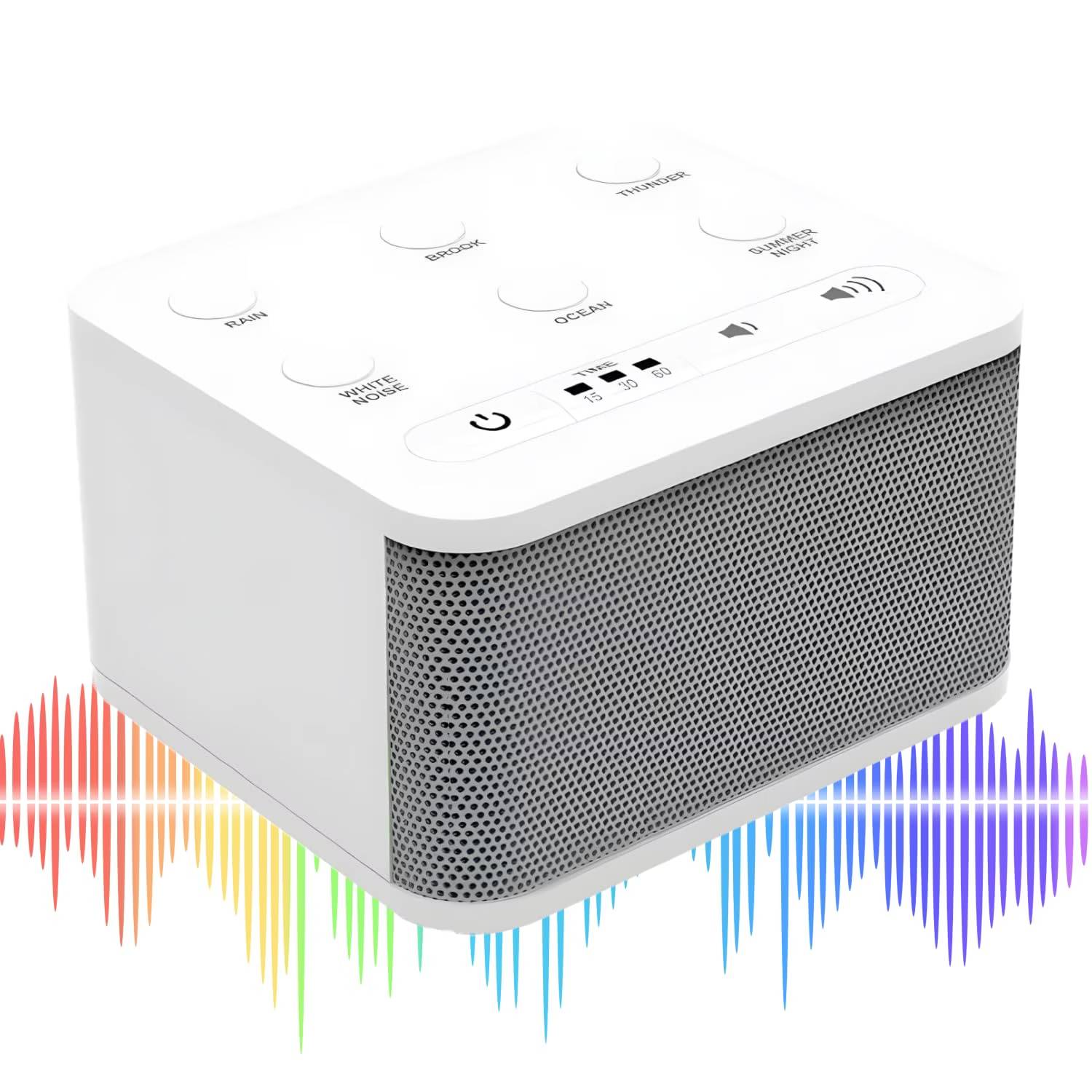 Big Red Rooster’s White Noise Machine is designed to help you and your loved ones sleep more soundly, providing six soothing sleep sounds: rain, brook, ocean (without seagulls), soft thunder, white noise, and summer night. Whether you're a baby, adult, or looking to create a relaxing environment, this sound machine helps mask background noises, improving sleep quality, concentration, and comfort. Perfect for use at home, in the office, or while traveling, it also serves as a great tool for yoga, meditation, and spas. The machine features an optional auto-off timer with settings for 30, 60, or 120 minutes, and it recalls your last sound and volume preferences for added convenience. Powered by an included AC adapter or 3 AA batteries (not included), this portable, compact noise maker is ideal for travel or placing in any room to enhance relaxation. Whether you’re looking for privacy, a peaceful night’s sleep, or a calming atmosphere, Big Red Rooster’s White Noise Machine offers an effective and versatile solution.