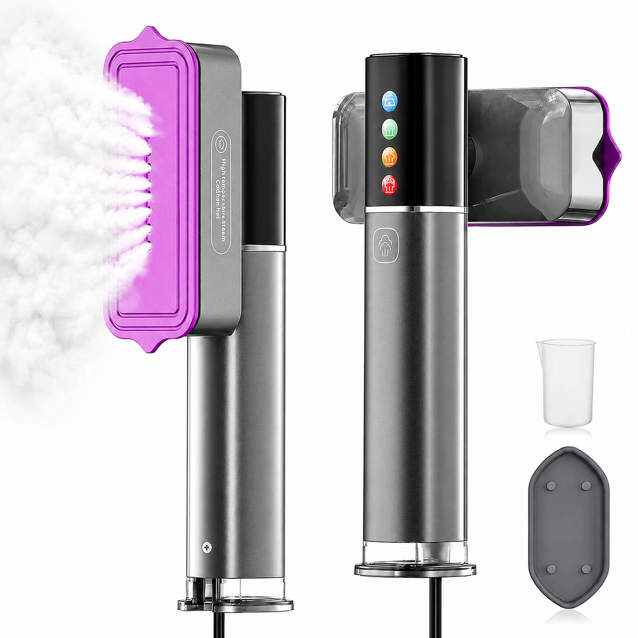 Keep clothes and home fabrics looking fresh with this compact handheld garment steamer. It produces visible steam in just 5-15 seconds, helping smooth wrinkles quickly while saving time during busy mornings or travel. The 90° rotating head makes it easy to use on both hanging garments and flat surfaces, from shirts and dresses to bedding, pillows, curtains, and upholstery. With high-temperature steam, it helps refresh fabrics and support a cleaner home environment. The bottom-mounted water tank is designed for convenience. Simply pull it straight down to remove, refill with clean water, and push it back into place. No twisting, no complicated steps. Lightweight, portable, and easy to store, this steamer is a practical choice for daily clothing care, bedroom fabric care, and quick touch-ups anytime.
