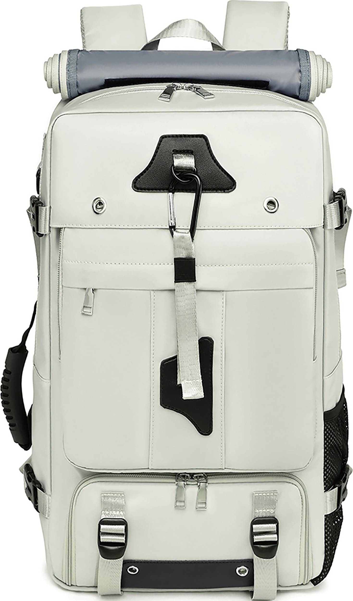 Massive Capacity: The travel backpack offers over 50L of storage space, accommodating items needed for 3-5 days of travel, camping, or hiking.
Shoe Compartment: Features an independent shoe compartment that keeps footwear separate from the main storage area without compromising space.
Durable Construction: Made from nylon material with reinforced stitching and double-sided anti-slip zippers tested for tens of thousands of uses.
Waterproof Design: Equipped with a unique waterproof curtain design to protect your belongings from rain and spills.
Ergonomic Comfort: Includes widened and thickened shoulder straps with 3D shock-absorbing cotton padding to reduce load and enhance breathability.
Organized Storage: Multiple compartments including a front zipper bag, side cup holder, independent computer compartment, and internal mesh bags for easy access and organization.
Anti-Theft Features: Comes with an anti-theft buckle to secure your items and ensure safety in crowded areas.
Versatile Use: Suitable for frequent flyers, outdoor enthusiasts, professionals, and minimalist travelers, fitting under airline seats and replacing bulky suitcases.