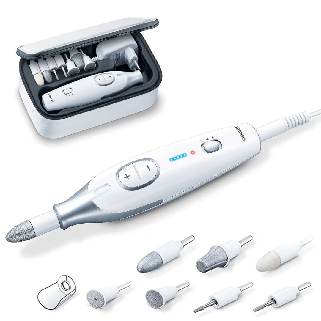 The STARBIAO Electric Manicure and Pedicure Set helps you achieve professional nail and foot care in the comfort of your own home. The electric nail drill is safe to use for both natural and acrylic nails. The included 7 high-quality attachments and a premium carrying case make this product ideal for achieving your desired manicure or pedicure. With a sleek, ergonomic, easy to hold device and LED display, precise nail filing with the nail dremel is as easy as ever. When switching on the file, select either clockwise or counterclockwise rotation. Combat thick toenails or ingrown nails with this powerful nail tool that is safe and clean to use at home. Create salon-style mani and pedis in the comfort of your home. A perfect self-care gift for yourself, your friends, or family!