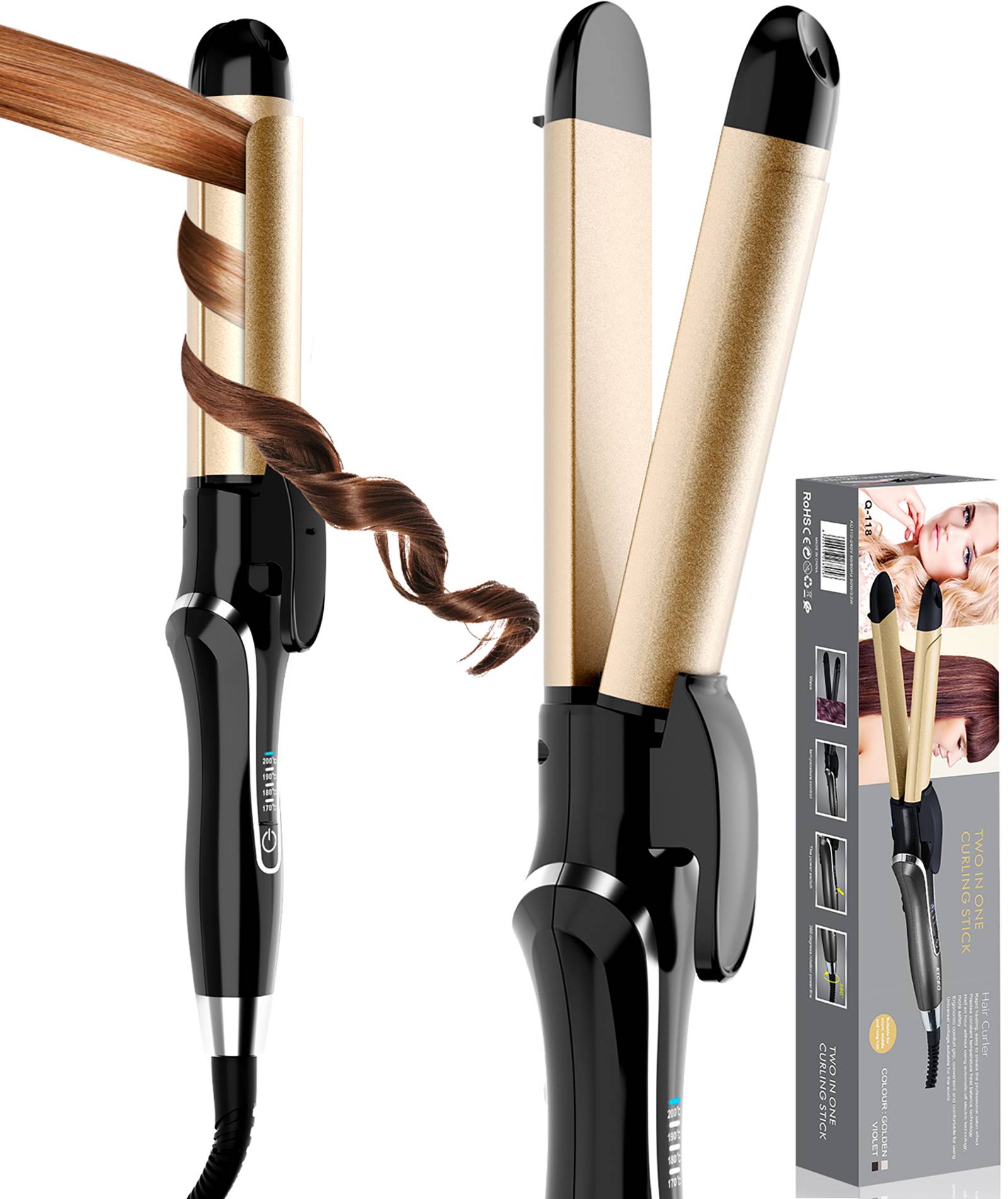 ✅【2-in-1 Versatility: Straightener & Curler Combo】‌Transform your hair in minutes! Switch effortlessly between sleek straight styles and bouncy curls with one salon-quality tool. Perfect for creating waves, flips, or pin-straight looks.
✅【Smart Adjustable Temp (150°F-450°F) for ALL Hair Types】‌Customize heat from silky-fine to thick-coarse hair. Prevents heat damage while locking in styles longer.
✅【10 Seconds Fast Heat-Up + Tangle-Free 1.25" Ceramic Barrel】‌Style in a flash! The anti-snag ceramic barrel glides smoothly for faster, longer-lasting curls and silky-straight results. The ceramic barrel helps protect your hair from excessive heat damage while delivering shine and smoothness.
✅【24K Gold PTC Technology for Even Heat Distribution】‌Dual tech for salon shine! 24K Gold PTC Technology ensures even heat distribution, while tourmaline emits frizz-fighting ions. Get glossy, humidity-resistant styles every time.Perfect for all hair types, including fine, medium, and coarse hair.PTC heating technology is used for rapid cooling and automatic temperature control, reducing scalp damage caused by sudden changes in temperature.
✅【Worldwide Dual Voltage (110V-240V) + Auto Shut-off】‌Jet-set ready! Safely style anywhere with universal voltage. Auto shutoff protects busy users (60-min safety timer).
✅【Ergonomic Design with Recessed Buttons】‌No accidental presses! The comfy grip and hidden controls give you flawless control for home or on-the-go styling.
🌸Your satisfaction is our obsession!24/7 support/If you have any questions, do not hesitate to contact us.