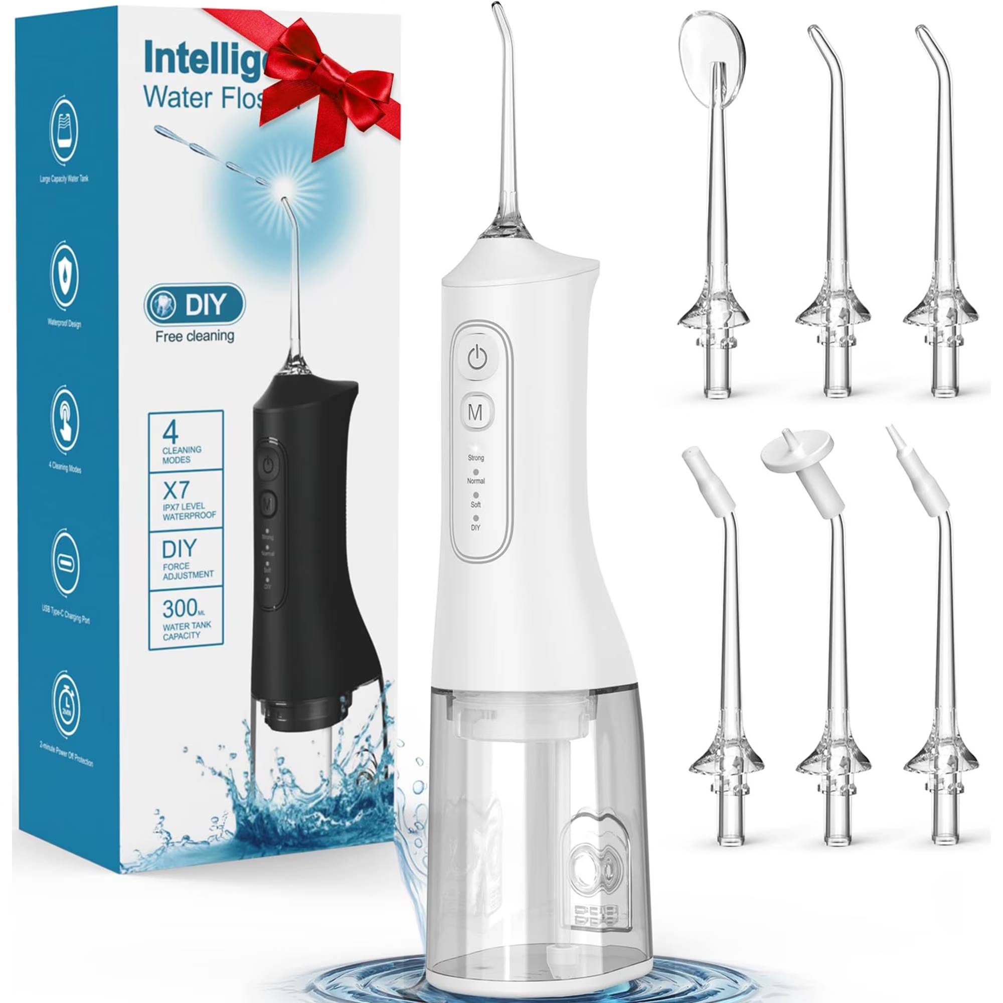 ✅【Deep Cleaning】Water flossers for teeth have high-frequency pulsed water technology, pulse frequency of 1600-1800 times per minute, 30s-60s fast comprehensive and thorough defense of oral health.
✅【Precise Cleaning】Strong water flow to disintegrate plaque in depth, precision nozzle for accurate and efficient cleaning, portable water flosser guarantee good oral health.
✅【Efficient and Convenient Design】Four water pressure modes of the cordless water flosser can be freely switched; 6 multifunction jet tips; water tank is expanded to 300ml, no need to fill up water frequently; 50 days of battery life on a single charge, no worries on the road; non-slip design, easy to hold.
✅【Gentle Care for Sensitive Gums】The water flosser for braces excels in cleaning gums, gaps and cavities, reducing oral problems such as tooth buildup, bleeding gums and bad breath. It is also safe to use for people with sensitive gums and orthodontics (such as braces) to avoid flossing irritation.
✅【IPX7 Waterproof】Electric flosser features advanced IPX7 waterproof technology for easy cleaning and safe use in the shower.
✅【Applicable People】From children to the elderly, to meet the oral health needs of people of all ages, American dentists recommend sensitive teeth flosser to promote healthy gums.
✅【Attention】When cleaning in water, make sure that the charging port cover is securely covered to prevent water from entering, which could cause charging problems such as the water dental flosser not charging or charging slowly.
✅【Commitment to customers】Establishment of rapid response mechanism for user feedback, commitment to solve customer problems within 24 hours. Let you buy worry-free, with peace of mind.