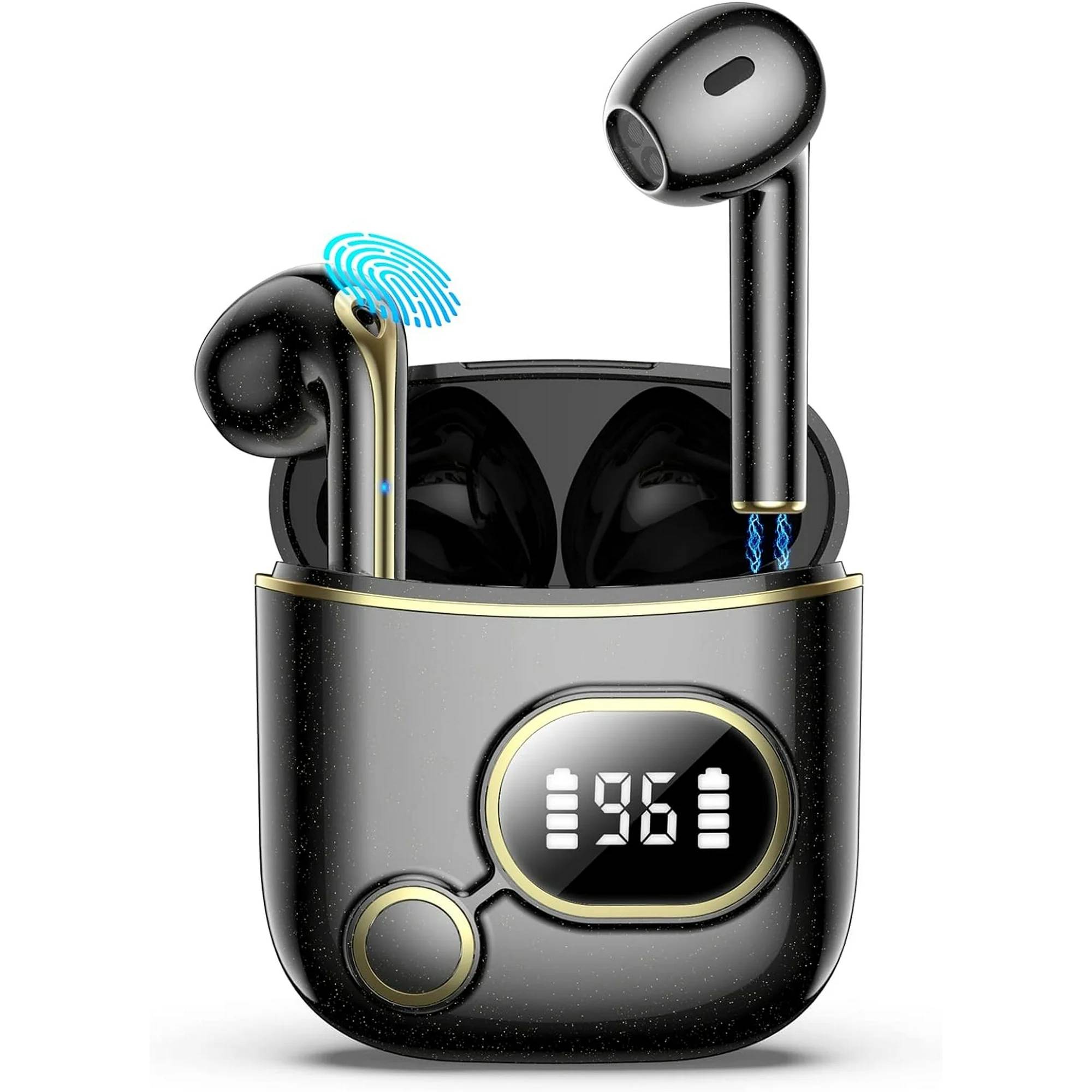 Wireless Earbuds HiFi Stereo Sound Deep Bass Bluetooth 5.2 Headphones with USB-C Charging Case Noise-Cancelling and Fast-Charge in-Ear Earphones Touch Control Headphone for Sports Office.

DSP enhances hd call anti-interference DSP enhances sound technology to realize dual-ear HD call and make communication clearer and better.
. The APTX class 8MM surround sound driver unit contains a biocomposite diaphragm, a high performance audio parsing chip, and an audio EQ tailored for the user with a powerful bass, crisp mid-range and penetrating high frequency.
. Compact, invisible and comfortable to wear special symmetrical streamlined design, round and fit the auricle, wear stable crazy can not be thrown off, skin-friendly silicone ear cap, soft and comfortable!
. Double battery life from morning to night for 10-12 hours of continuous work, built-in large capacity lithium battery, lightweight at the same time can bring more powerful battery life, much longer than the same headphones.
. Nano-scale waterproof technology, seamless makes H15 has a higher waterproof grade, rain immersion is not afraid!