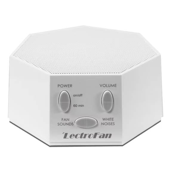 This LectroFan Sound Machine creates a relaxing environment in apartments, baby nurseries and hotel rooms. It helps to drown out noisy neighbors, traffic or other noises so you can get the sleep that you deserve. This machine features 10 non-repeating unique fan sounds and 10 non-repeating unique white noise sounds. It also has a multilevel adjustable volume and 60-minute sleep timer so you can customize the settings. The small size makes it ideal for travel and it can be plugged into a computer or AC adapter (included). This portable sound machine also has a sleek style that helps it blend with all types of decor.