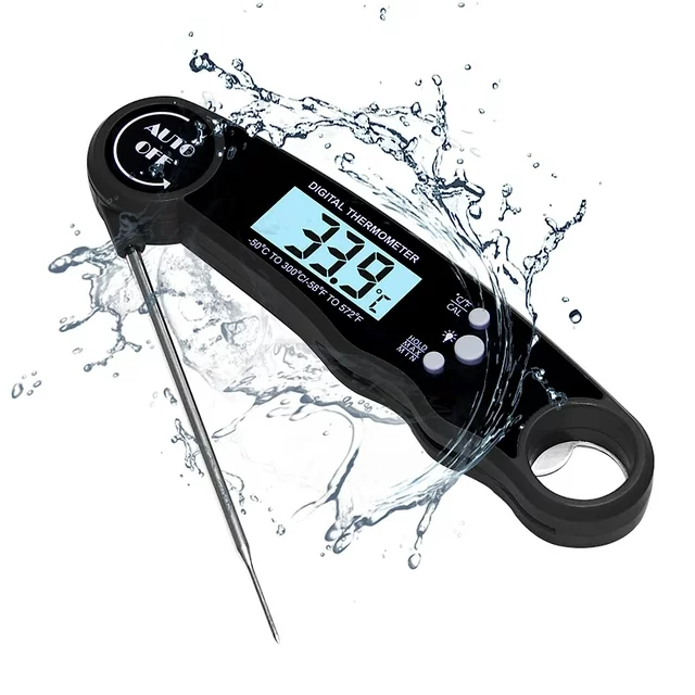 ✅ The cooking thermometer takes the temperature in a little as 2 seconds and is accurate to ±1°C(1.8℉) degrees with a wide range of -58℉~572℉（-50°C~300°C).

✅ With professional IP67 rated waterproof design, thermapen thermometer can be washed under running water without fear! Incredible waterproof performance makes it easier to clean.

✅ Easy Storage & Built-in Magnet, the wireless meat thermometer has built-in magnet and a hanging hole with bottle opener function.

✅ The LCD Digital Meat Thermometer is perfect for indoor/outdoor cooking, grilling, BBQ and more. No matter what you're cooking, this instant read meat thermometer is the best assistant for you.

Packing list:
1x Food Thermometer
1x Manual Book
1x Battary