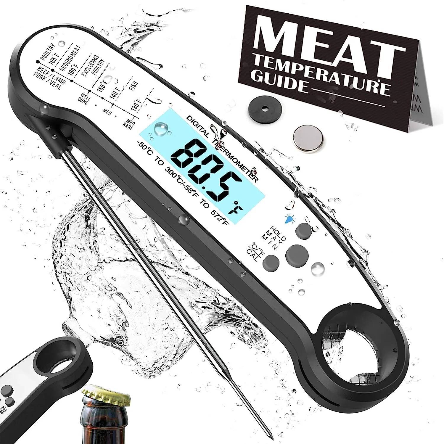 ? delpattern wireless thermometer for grill - meat thermometer digital, instant read thermometer for cooking, BBQ, Kitchen - Fast Digital Food Thermometer.

? Kitchen Thermapen Thermometer - Try our digital cooking thermometer kitchen tool with many uses including a frying thermometer baking thermometer grill thermometer digital probe liquid thermometer and more.

? Digital Instant Read Grill Thermometer- Accurate Reading & Ultra Fast, Equipped with a food grade stainless long probe, thermometer takes the temperature in a little as 2 seconds and is accurate to �1�C(1.8?) degrees with a wide range of -58?~572??-50�C~300�C), Our meat thermometer for grilling and deep fry thermometer can help perfect your cooking.

? Probe thermometer - A food thermometer instant read meat temperature probe can make a big difference so add our meat probe to your grill tools and see the power of a digital thermometer cooking aid.

? BBQ Food Thermometer - Our instant read thermometer digital BBQ accessories are great for indoor/outdoor cooking whether you need a general grilling thermometer or just a steak thermometer.