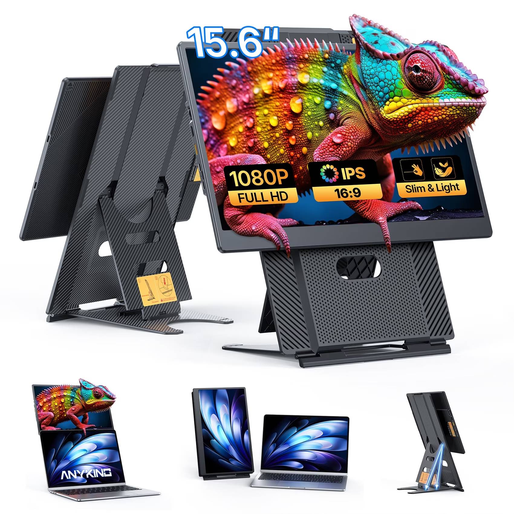 ✔15.6" FHD IPS Display: 1080P, 330 nits and 100% sRGB vivid color
✔Detachable Stand: 7.44" height adjustment and 90 degree rotation
✔Plug and Play USB-C/HDMI: DP Alt Mode or HDMI plus USB power
✔Portable Second Screen: 2.77 lb design for work, travel and study
✔VESA and Speakers: 75 x 75 mm mounting with built-in audio

💻 **Expand Your Laptop Workspace**
Turn one laptop into a more productive dual-screen workstation with the Dnnevik 15.6" laptop screen extender. This portable monitor for laptop use gives you extra screen space for spreadsheets, video meetings, coding, documents, online classes, creative work, streaming, and gaming—helping you view more and switch between windows less.

🎨 **FHD IPS Display with Vivid Color**
The 15.6" matte IPS screen features 1920 × 1080 Full HD resolution, 100% sRGB color coverage, 330 nits brightness, 1000:1 contrast ratio, 60Hz refresh rate, and built-in speakers. Crisp text, vivid colors, and wide viewing angles make this portable second monitor a practical choice for both productivity and entertainment.

🔄 **Detachable, Adjustable & Flexible**
The detachable stand offers up to 7.44" of adjustment travel and supports 90° rotation, letting you quickly switch between landscape and portrait viewing. Use it above your laptop for a vertical stacked workstation, rotate it for coding and reading, or detach the screen for a flexible standalone portable monitor setup. VESA 75 × 75 mm mounting support gives you even more ways to build your workspace.

🔌 **Plug & Play USB-C / HDMI Connection**
Connect compatible laptops through a full-function USB-C port using one USB-C to USB-C cable for video and power. Devices with HDMI output can connect through HDMI to Mini HDMI plus USB-A or USB-C power. If the signal is unstable or additional power is needed, connect an external 5V/2A power source. Power adapter is not included.

✈️ **Ultra-Thin & Travel Ready**
At only 0.52" thin and approximately 2.77 lb, the portable laptop monitor is easy to carry between home, office, school, coffee shops, and business trips. It works with compatible Windows laptops and PCs, Mac laptops, Chromebooks, supported Android USB-C devices, Nintendo Switch, PS5, Xbox, and other devices with supported video output.