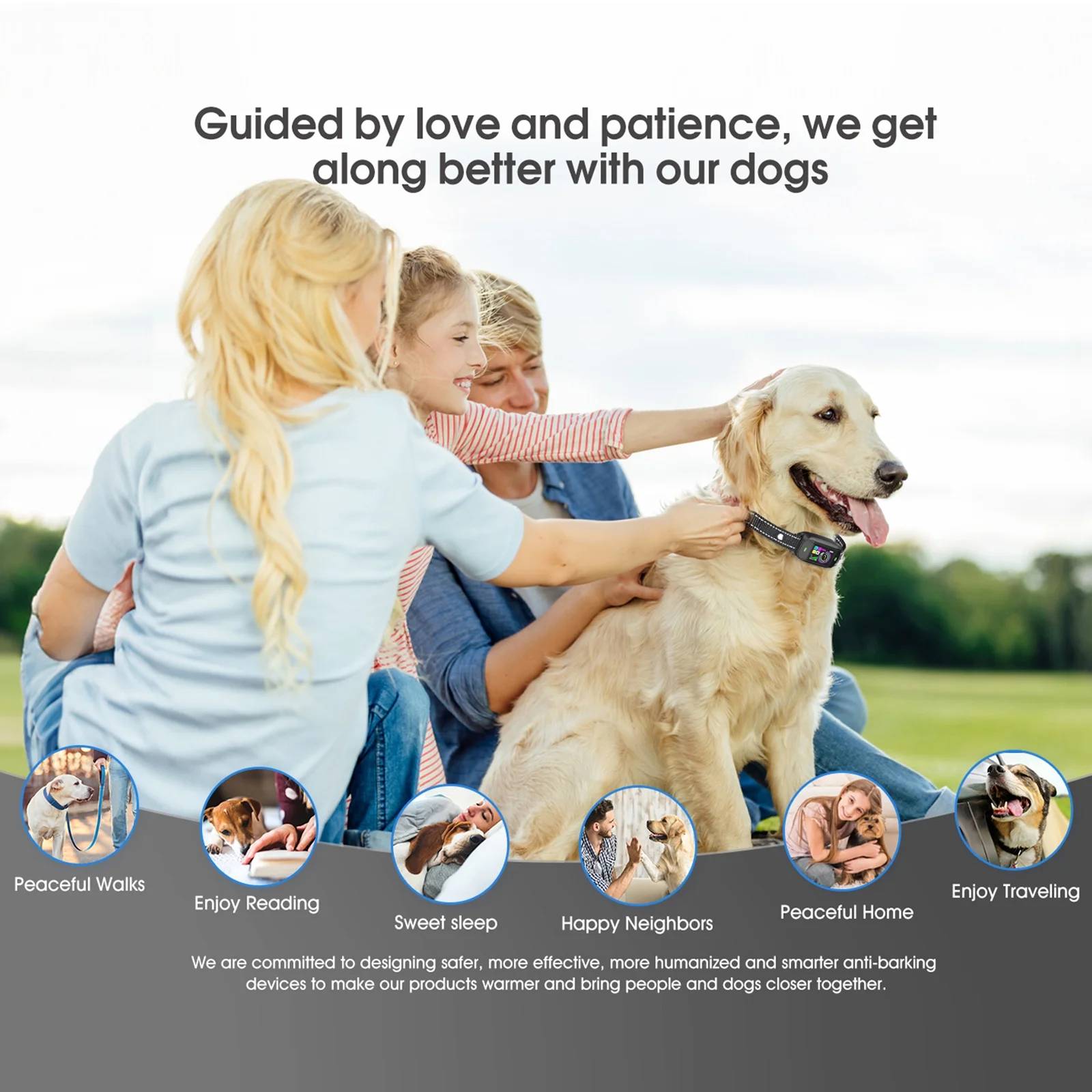 ✅【Safe And Humanised Setup】The advanced technology smart dog bark collar accurately detects the dog's own barking. Equipped with upgraded smart AI chip, activated based on two conditions: barking sound and vocal cord vibration (no remote control needed). Equipped with 4-in-1 correction mode (beep alert → vibration alert → dual mode alert → adjustable electric shock (L/M/H)). With 5 levels of sensitivity with adjustable algorithms, Bark Detection 2.0 advanced dual microphone system ensures accurate response to barking while filtering out ambient/other dog noises, 100% preventing false triggers and protecting your dog from unwanted punishment.
✅【Smart AI safety lock】 Our shock collar for dogs has automatic anti-bark and smart protection function; the triple sensor system of the anti-bark device can enter the safety protection lock after 7 consecutive triggers, allowing the dog to enter the 30-second cool-down time, preventing the dog from over-stimulation, protecting the dog and the performance of the device, and giving it more chances to self-correct. 30 seconds later press any key to reactivate.
✅【Fast Charging & Waterproof】 With new charging method, magnetic fast charger allows for easy charging, a full charge in 2 hours will last for about 16 days; LED real-time display shows remaining battery level and activity mode; IP68 waterproof rating allows your dog to enjoy bathing, swimming, chasing toys around the pool or playing in the rain.
✅【Fits Most Dogs】 Made of skin-friendly, comfortable shock-absorbing soft nylon.The dog collars for small dogs、medium dogs、large dogs。this bark collar straps are suitable for dogs weighing 8-120lbs+ and neck sizes 6-27 inches; ideal for dogs over 6 months old. The universal size and reinforced nylon straps can be adjusted to fit your puppy's growth.
✅【Enjoy Time With Your Dog】 The bark collar is easy to operate with only two buttons: an on/off button to control the power switch and sensitivity, and a mode button to control four different dog training modes. All you need to do is bring the bark collar unit home, switch it on and put it around your dog's neck. It effectively eliminates annoying dog barking at night or when you are not at home, creating a peaceful environment for your family and neighbours.
✅【Expert Assistance】We understand that the bark collar is not a punishment tool, but a communication bridge with your dog; we recommend that you refer to the user manual before use for optimal performance and safety.
??Give Your Dog (and Yourself) the Gift of Quiet.Join thousands of satisfied owners – click “Add to Cart” now and transform barking chaos into harmony today! ??✨