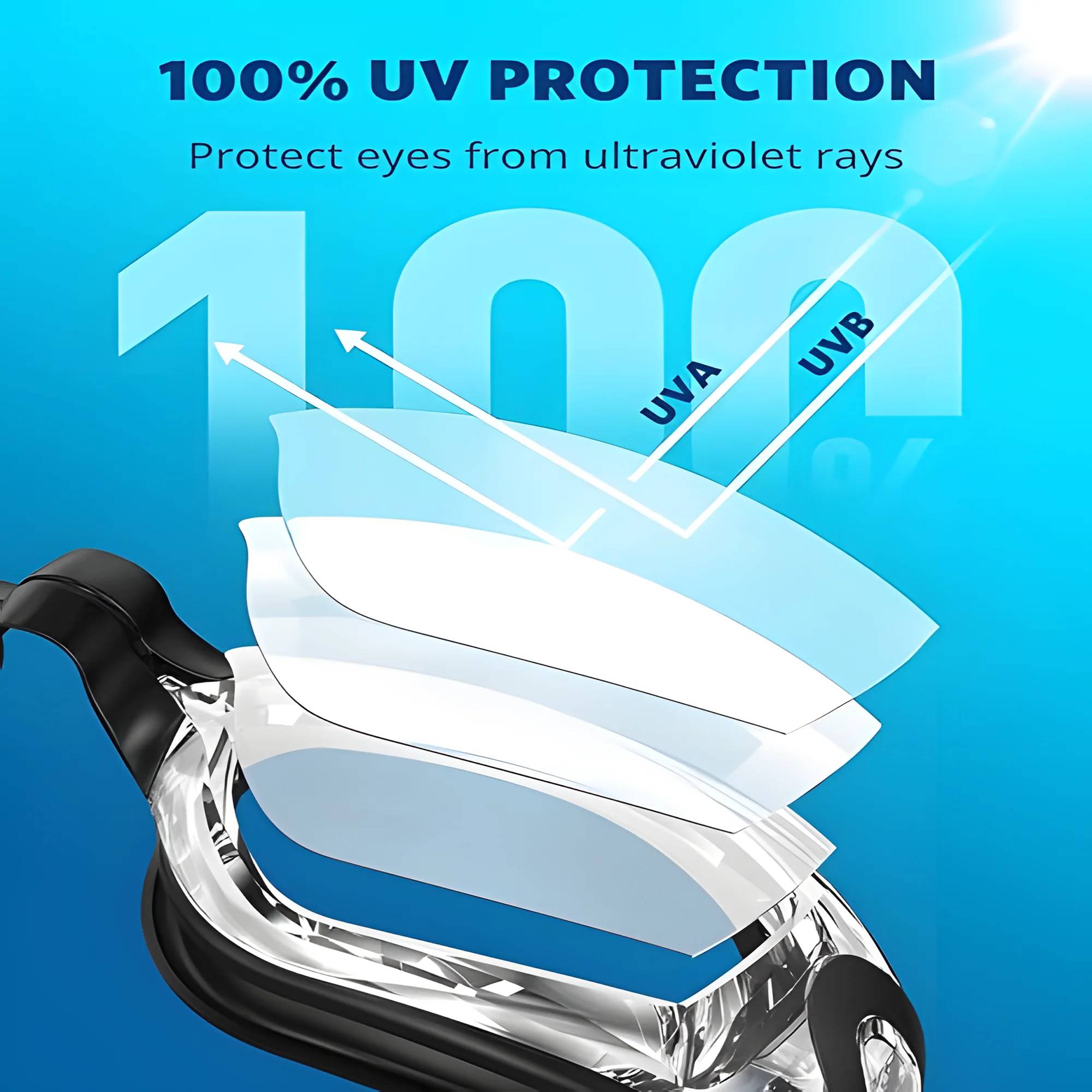 Goggles for Swimming Kids Youth Adult, Comfortable Daily Swim Glasses with Mirrored Anti-Fog lens and UV Protection No Leak Water.

Key Features:
. Swim goggle youth provides a sleek, snug, low profile inner eye fit.
. Anti-Fog coating helps prevents the condensation of water.
. Flexible silicone frame and gasket can ensure no leak water.
. UV protected lenses block the sun's harmful UVA and UVB rays.
. Mirrored lens helps reduce glare.
. Updated styling with ultra low profile design and 25% more peripheral vision.

Specifications:
Color: Transparent
Frame Material: Silicone
Lens Material: PC
Size: Large
Weight: 7.05 Ounces/0.38lb

Packing list:
1x Swim goggles
1x Nose Clips
1x Portable case
1x Elastic Swimming Caps

Notes:
. Please take off the protective film on the surface of the goggles before use.