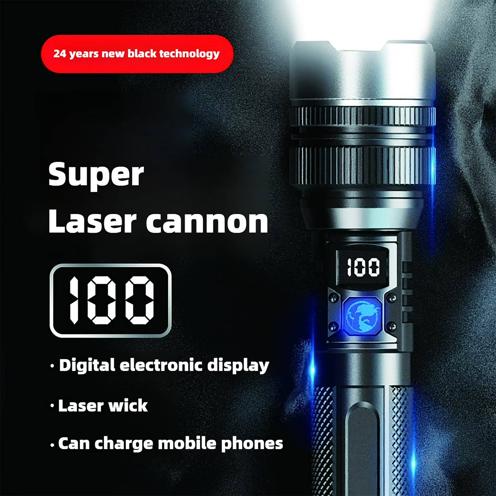 Product details

💡💡Super Bright:the newly upgraded PX70 chip flashlight from Super Bright can generate up to High lumens of brightness, which is three times that of car headlights and enough to meet all your needs.💡💡

What's included?
4*flashlights (batteries included)
4*USB-C charging cables
4*wrist straps

💎Easy to use: 3 brightness and burst modes can be freely adjusted. Long press to turn off any current mode, effectively saving power
💎Adjustable: The flashlight can freely choose the illumination range, 180 degree large-area illumination, or long-distance illumination by stretching the flashlight's head, making it easy to control the illumination range and distance of the flashlight.
💎Waterproof and sturdy: The flashlight is made of high hardness aluminum alloy and IP67 waterproof material, which is wear-resistant, drop proof, and durable, and can be used normally in harsh environments such as rain and snow

💎Easy to carry: The flashlight body is 4.06 inches long and the head is 1.69 inches wide, which is more in line with the natural hand shape of the human hand, and can be held for a long time without fatigue.

Can charge mobile phones: The built-in large capacity battery can charge mobile devices, and can work for 8-12 hours when fully charged

❤️Such a powerful flashlight with comprehensive performance can be used for outdoor hiking, hunting, camping, and can also be given as a gift to your husband or father. Friends are simply amazing.