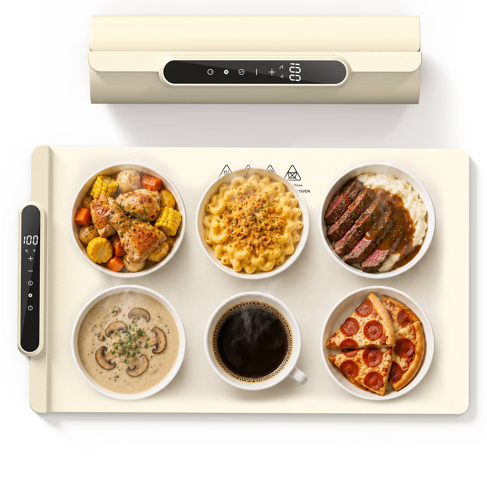 Make hosting a breeze with the GOLDLEMON Electric Warming Mat. Whether you're setting up a holiday buffet, a weekend tailgate party, or a cozy family dinner, cold food is officially a thing of the past. Designed for the modern American kitchen, this portable food warmer is crafted from high-density, food-grade silicone. It offers a massive 25.6" x 15" surface area that easily fits your favorite baking dishes, pizza boxes, or serving bowls. Unlike old-school, bulky metal chafing dishes, the GOLDLEMON warming tray simply rolls up and tucks away in a drawer when the party is over. You're in complete control: effortlessly adjust the heat from 122°F to 212°F and set the timer up to 10 hours for worry-free entertaining. With an easy-to-clean waterproof surface, a 6.5 ft detachable cord, and a smart child-lock system, this calentador de comida is the ultimate home upgrade for daily dinners and special occasions alike. Upgrade your countertop today and always serve your meals piping hot!