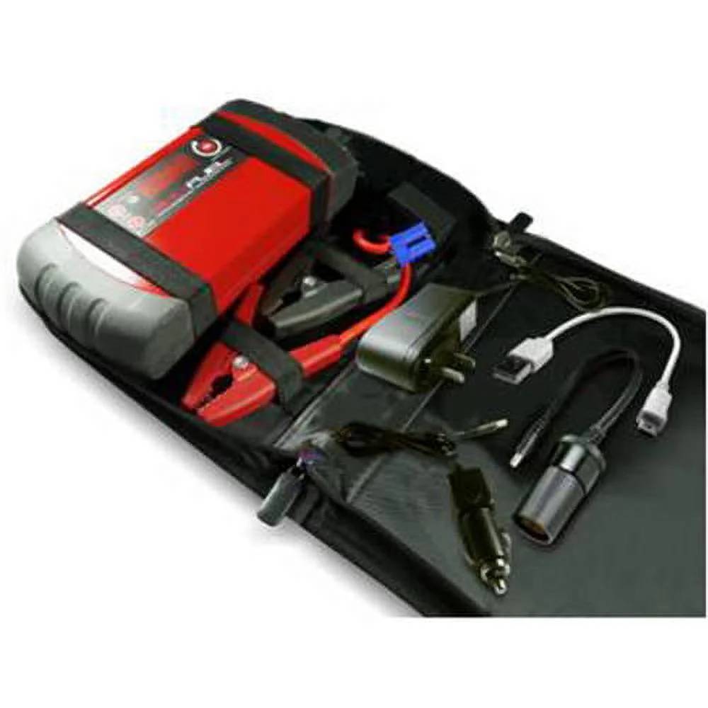 400A engine start powered by a 12,000 mAh lithium-iron phosphate battery
Ultralight design: 90% lighter than lead-acid jump starters
Scrolling digital display on the Red Fuel jump starter is easy to read and the animated display gives you step by step instructions to properly jump start your battery
2A USB Port for charging portable electronic devices
Ultra bright LED light
Built-in safety protection, spark-free, overcurrent protection, short circuit protection, overload protection, overvoltage and overcharge protection