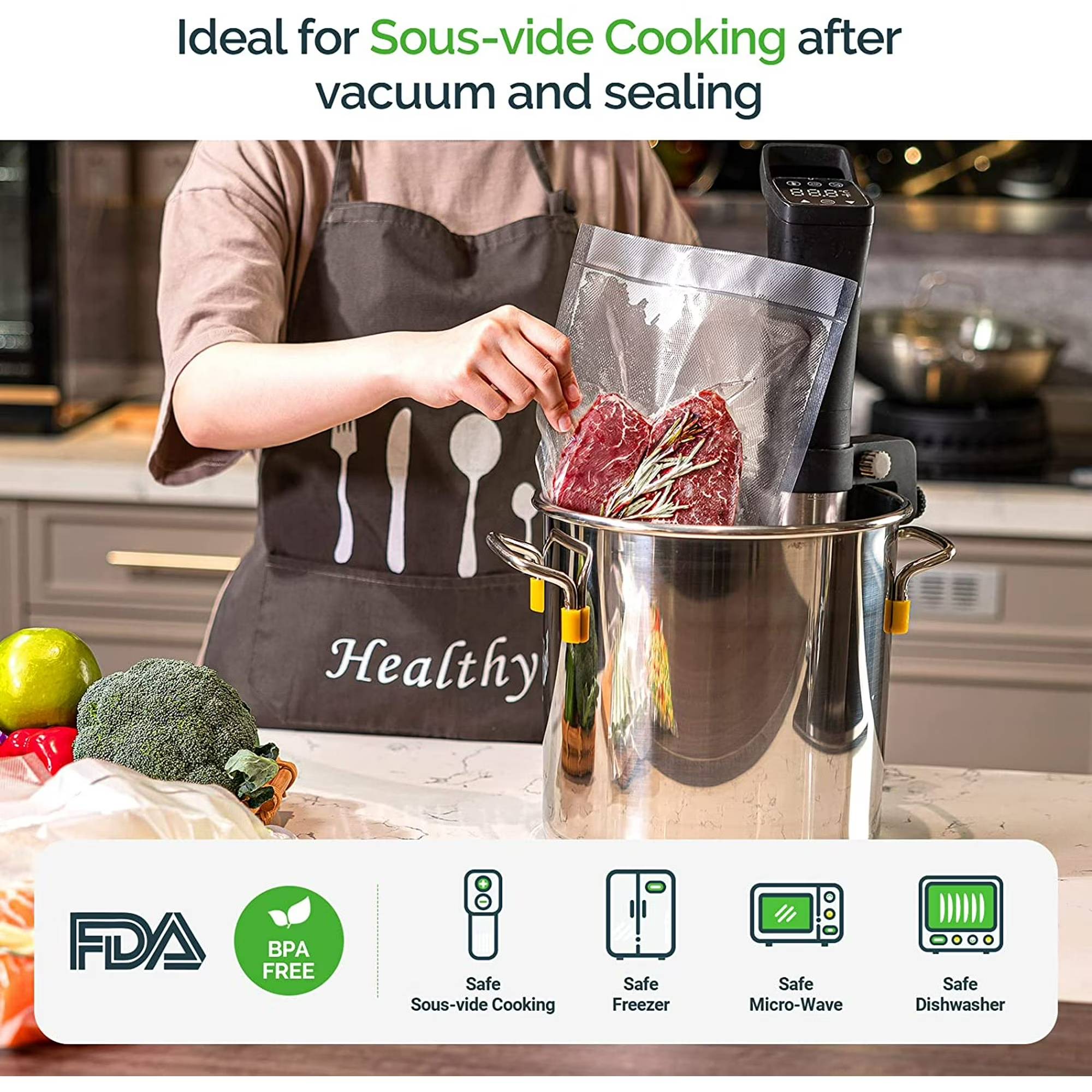 STARBIAO Vacuum Sealer Machine, Automatic Food Sealer for Food Sealer with Starter Kit, Led Indicator Lights, Easy to Clean, Dry & Moist Food Modes, Compact Design Silver and Black two styles.