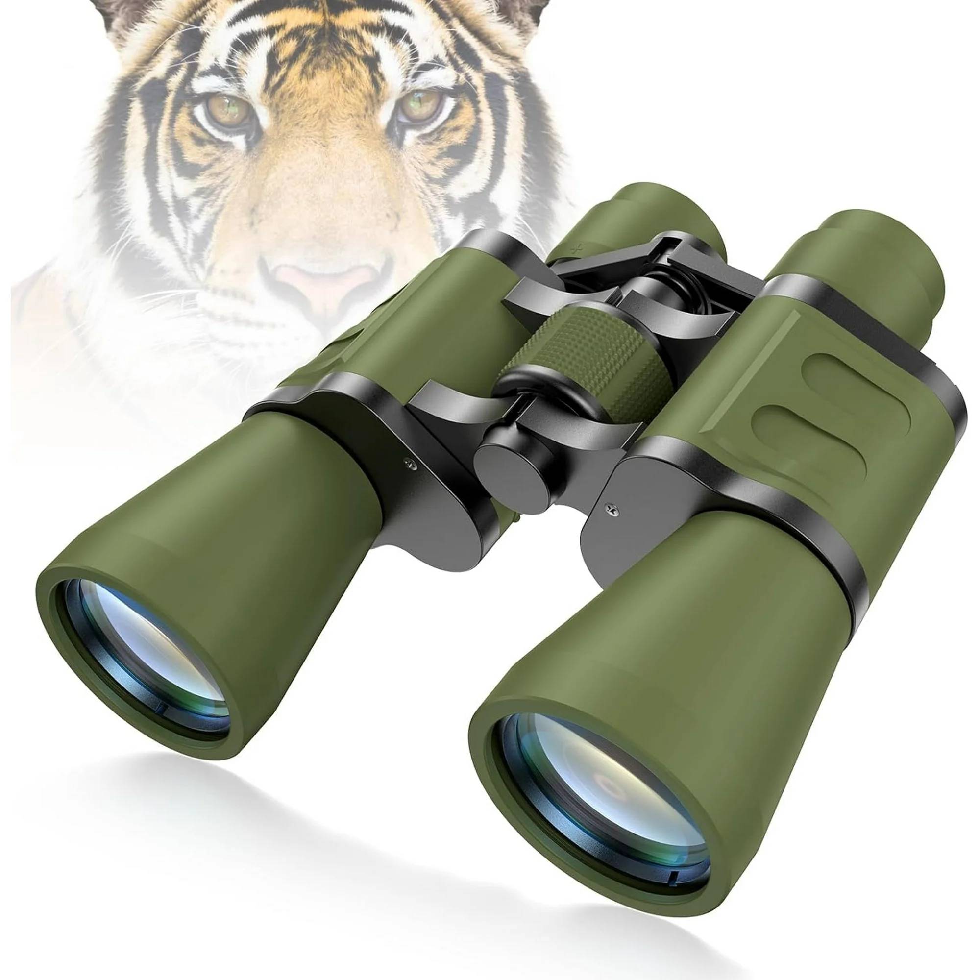 aims to provide professional optical equipment for every explorer! Once you pick up a pair of binoculars for the first time and set out on the road to distance, you'll never stop. Our waterproof binoculars are designed with 12x high power magnification and a 50mm wide angle lens, providing a large field of view of 305ft/1000yds when in use. These binoculars feature night vision capability, large BAK4 prism, fully multi-coated objective lens and eyepiece, enabling adventurers to observe targets clearly even in low-light environments such as cloudy or dusk settings.This birding binocular is compact, non-slip, fog-proof and waterproof, making it especially suitable for outdoor activities such as birding, hunting, traveling, stargazing and camping.Whether it's for an upcoming Christmas, birthday or Father's Day, it's the ideal choice for anyone looking to select a gift.

Specifications:
Brand：Juyafio
Item: Binocular
Material：Metal body with rubber coating & all-optical glass
Magnification: 12X
Objective lens diameter: 50mm
Eyepiece diameter: 22mm
Prism glass: BAK4
Focus System：Center
Center field of view：390ft / 1000 yds
Exit Pupil Diameter：7mm (Also works well in dim light)
Exit pupil distance: 16.7mm
Coating: FMC
Item Dimensions: 8.15 x 7.87 x 3.11 inches, 1.9 pounds（2-3mm difference measured by hand）.