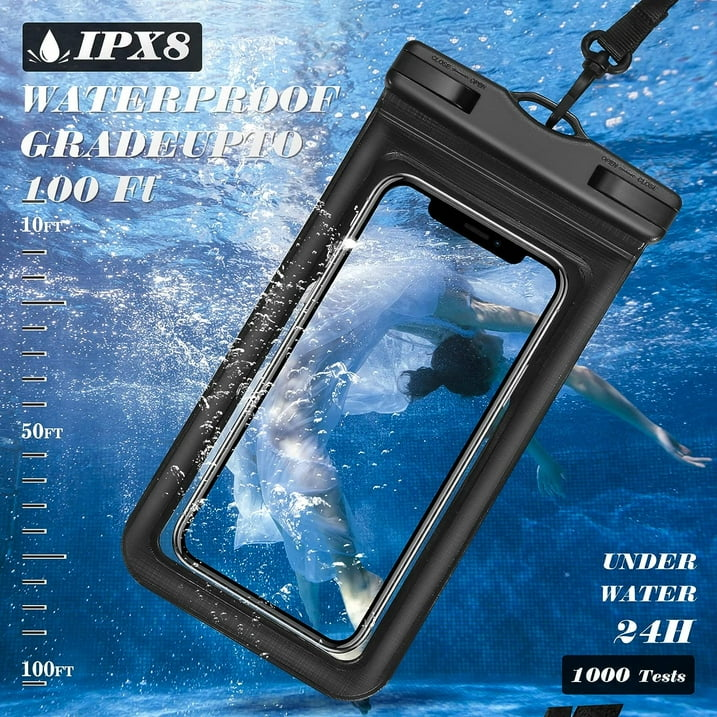 Use your smartphone on the lake with confidence with the waterproof phone case. Whether you like to hike, go boating, or just want to make sure your phone stays dry, this waterproof phone case is the best option for protecting your device. This waterproof case measures 4.5 inches wide by 8.5 inches tall. It is compatible with multiple devices of different sizes, both iPhone and Android. Great for camping trips, hiking trails, beaches, festivals and adventures! Waterproof phone case will also protect your mobile device from scratches! This is 100% waterproof and its transparent case allows you to work on your phone while the phone stays in this case, protected.